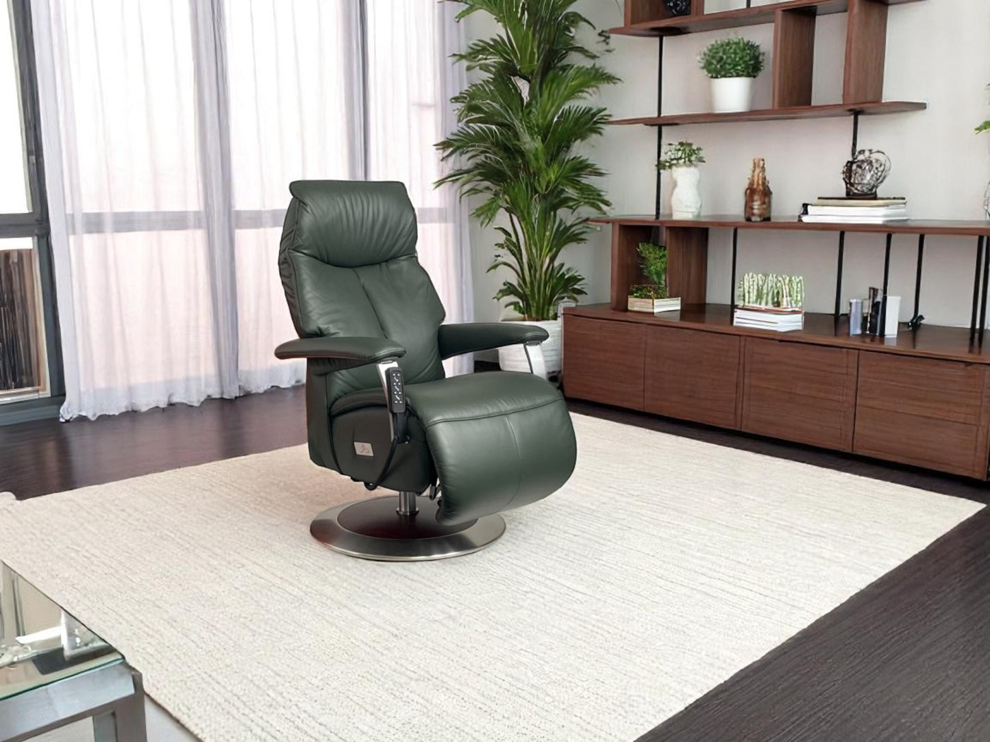 Sessel Himolla 7081 Easy-Swing Relaxsessel – 2-motorig, mit Massagefunktion, Leder Alge