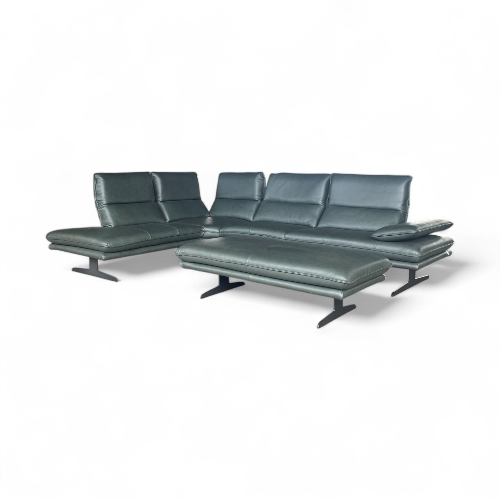 Ecksofa W.Schillig 16777 "broadway" – Leder Forest mit Hocker