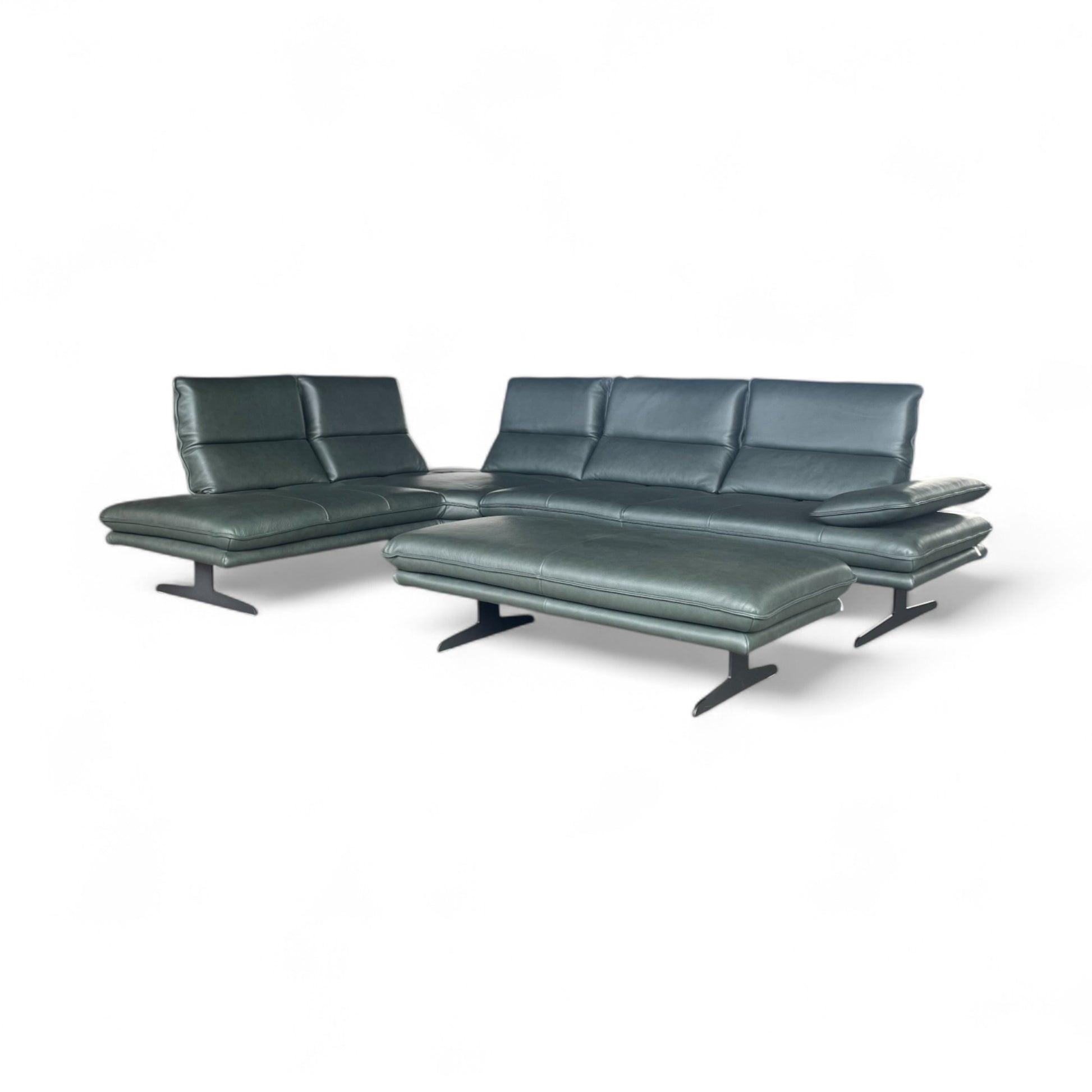 Ecksofa W.Schillig 16777 "broadway" – Leder Forest mit Hocker