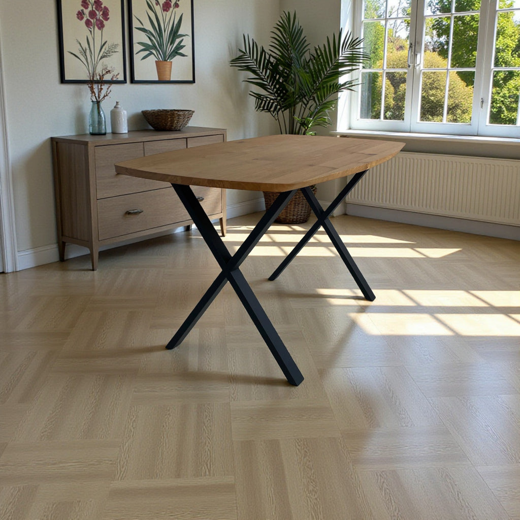 Lavida Freiform Tisch – Wildeiche, Kreuzfuß (140×80 cm)