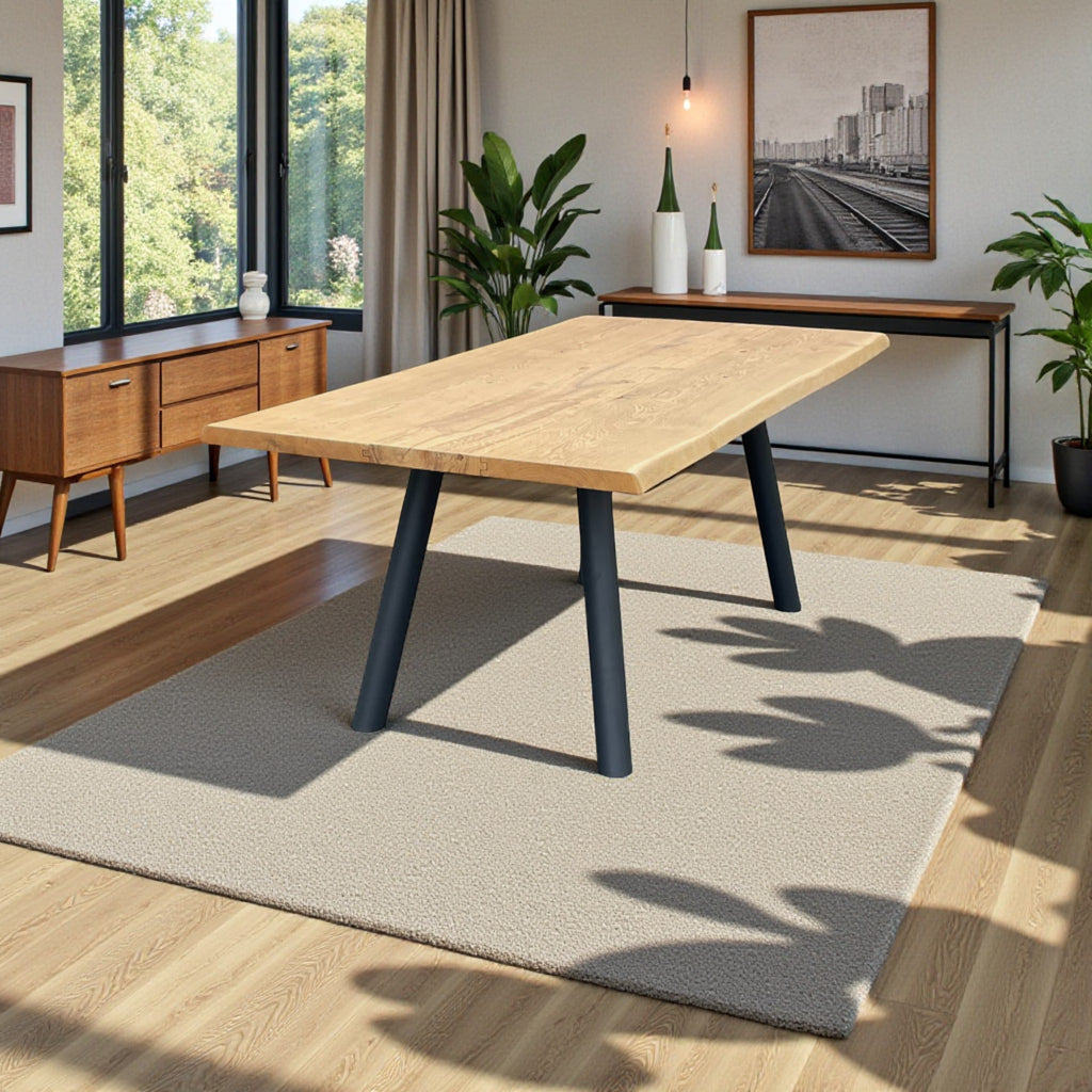 Lavida Wenko Tisch – Wildeiche, Rundrohrgestell (200×100 cm)