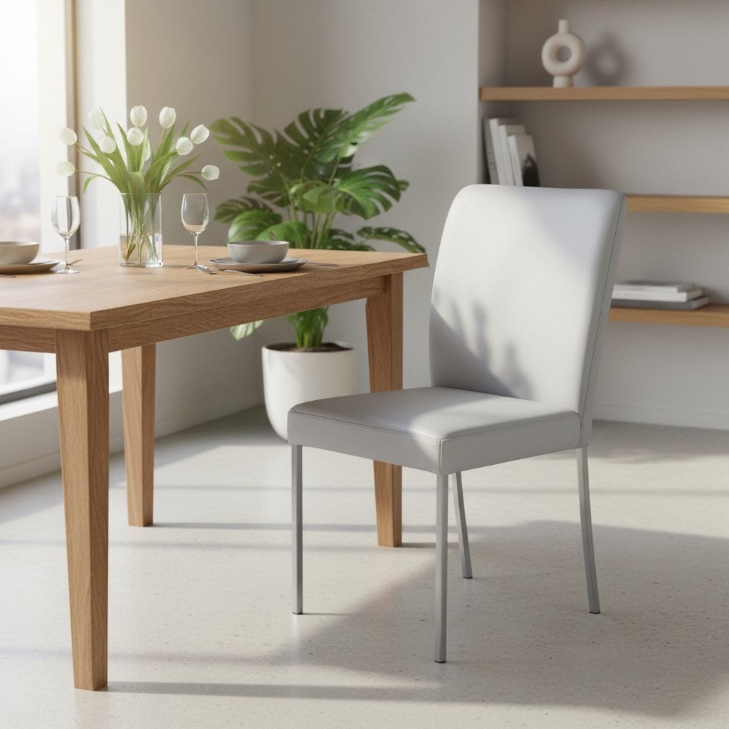 4-Fuß Stuhl K+W 6195 - Longlife Leder Bronco Light Grey