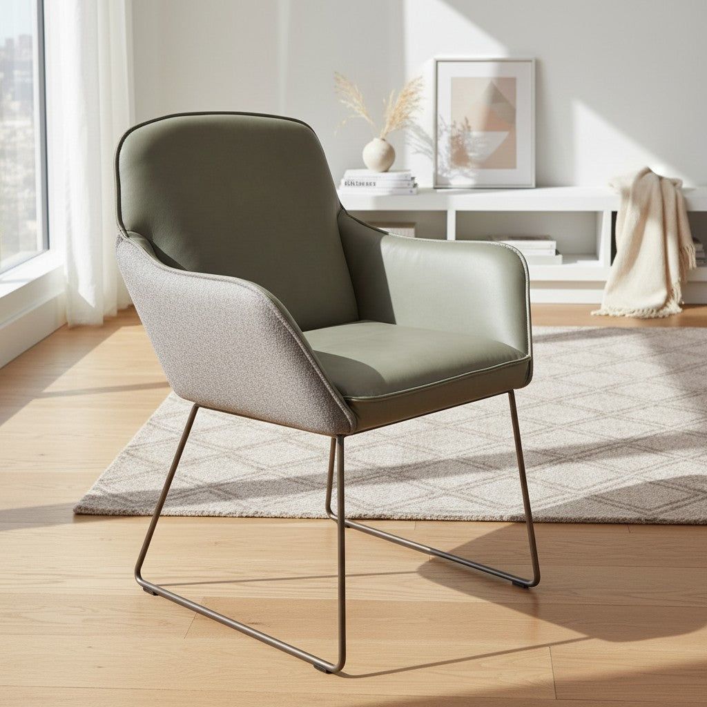 Sessel K+W - Leder & Filz Olive/Braun