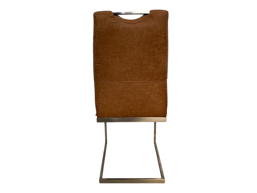 Stühle K+W 6135 3er Set Schwingstühle – Edelstahl gebürstet, Lederoptik braun meliert, modernes Design