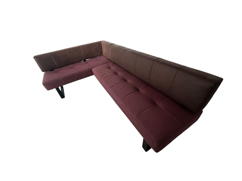Eckbank K+W 7917 2-tlg 260x165 cm – Kufen Schwarz, Lederoptik Rot-Braun