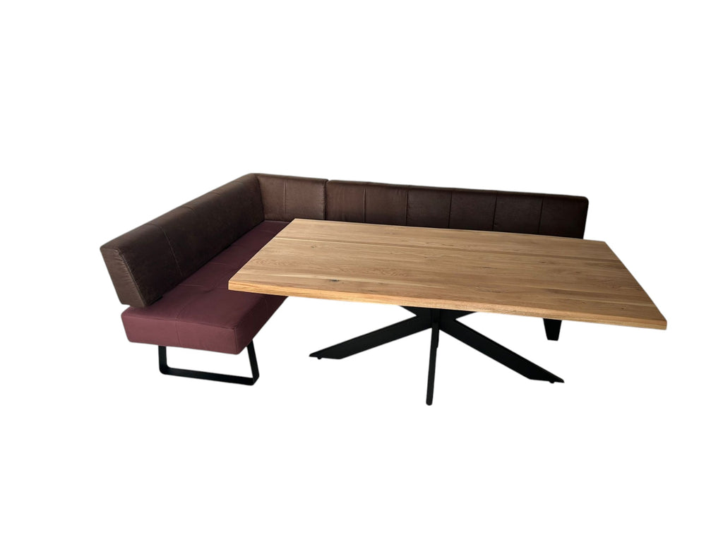 Eckbank K+W 7917 2-tlg 260x165 cm – Kufen Schwarz, Lederoptik Rot-Braun