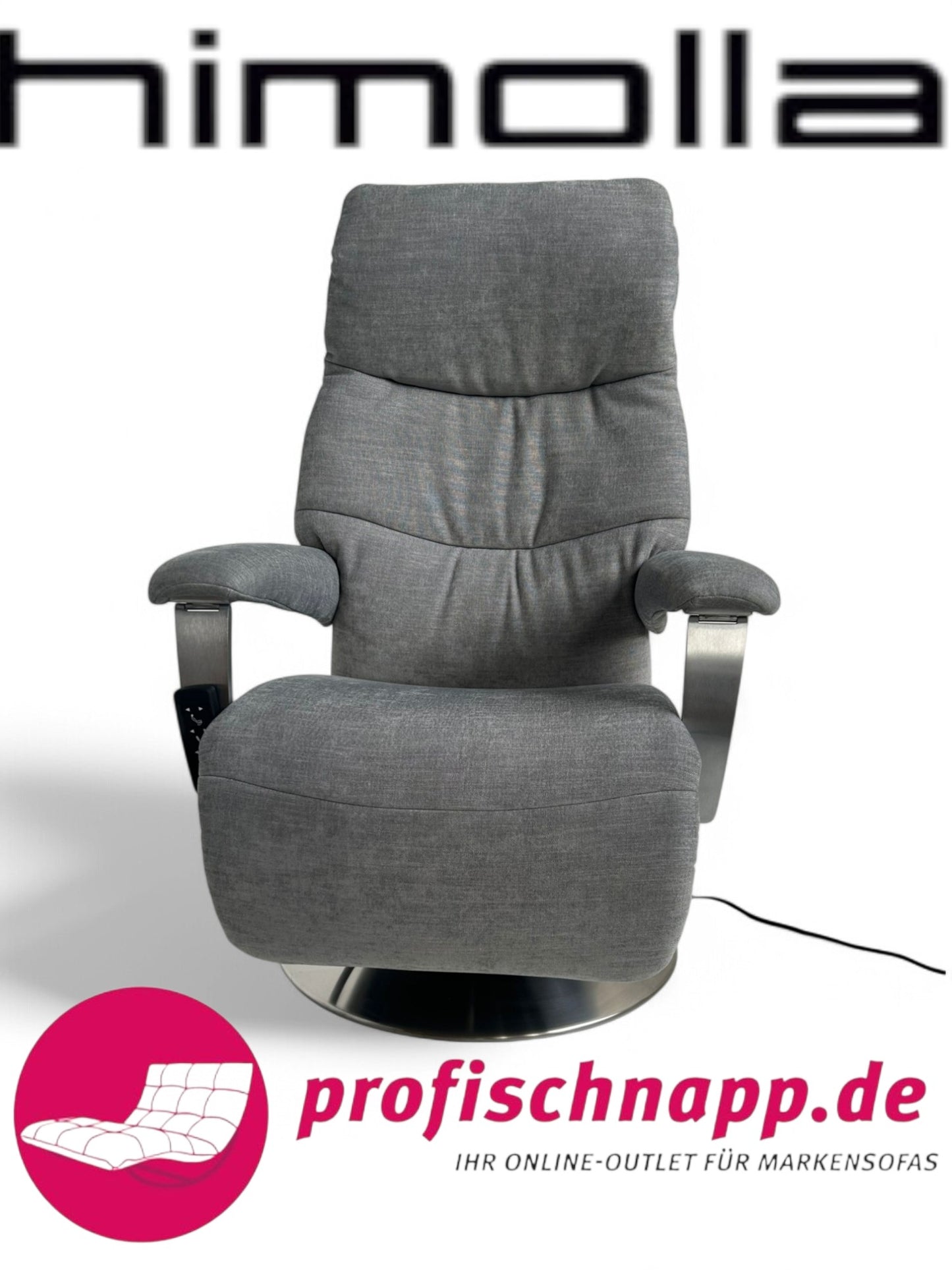 Himolla 7050 Easyswing Relaxsessel Medium – 2 Motoren, Webstoff 11 Leeds Platin, ergonomischer Fernsehsessel