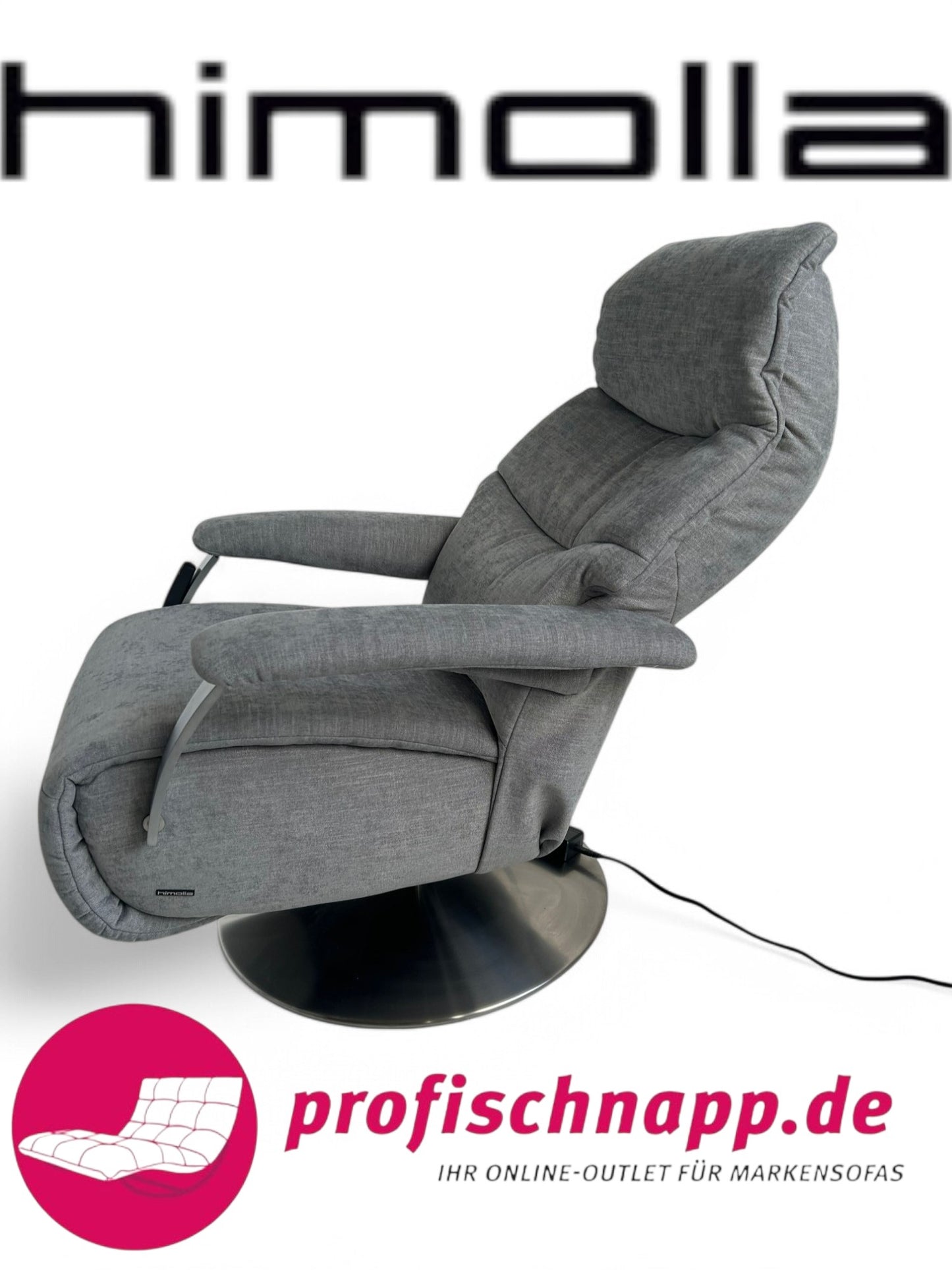 Himolla 7050 Easyswing Relaxsessel Medium – 2 Motoren, Webstoff 11 Leeds Platin, ergonomischer Fernsehsessel