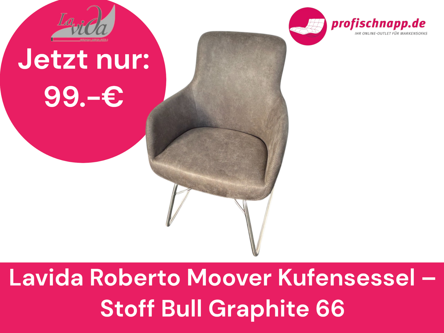 Lavida Roberto Moover Kufensessel – Stoff Bull Graphite 66