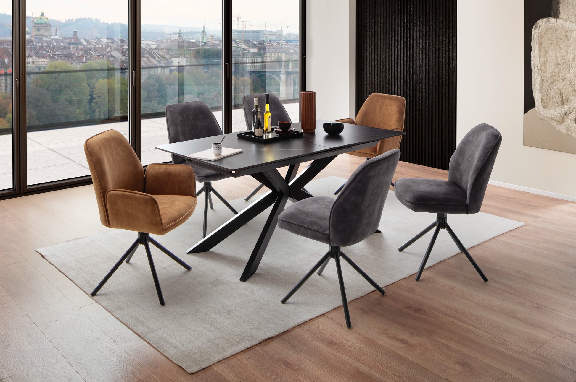 Designstuhl OTTAWA mit Armlehnen – 4-Fuß-Stuhl