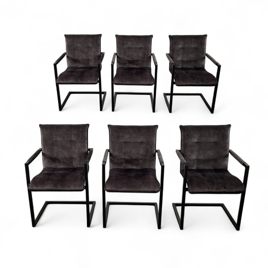 Essgruppe – 6x Stuhl Sabina Dark Grey + Esstisch Eiche Massivholz