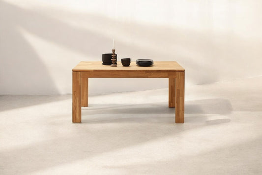 Massivholztisch aus Wildeiche geölt – Ausziehbarer 4-Fuß-Esstisch 160(240) x 90 cm