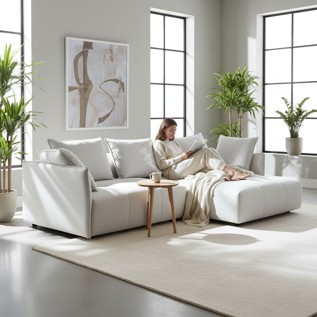 Ecksofa „West Side“ – Stoff Key West Light Grey