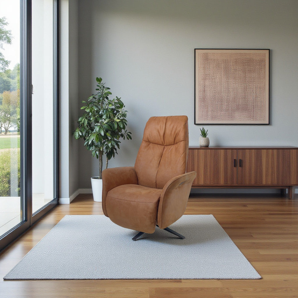 Sessel Himolla 7358 Easy-Swing Relaxsessel 1-motorig mit Aufstehhilfe, Microfaser Nevada Cognac